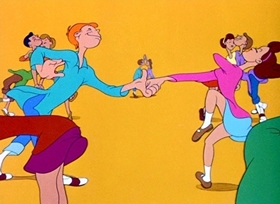 Screenshots from the 1946 Disney cartoon All the Cats Join In