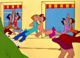 Screenshots from the 1946 Disney cartoon All the Cats Join In