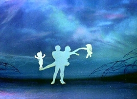 Screenshots from the 1946 Disney cartoon Two Silhouettes