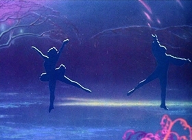 Screenshots from the 1946 Disney cartoon Two Silhouettes