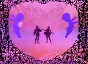 Screenshots from the 1946 Disney cartoon Two Silhouettes