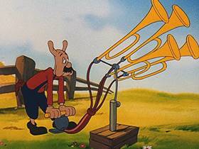 Screenshots from the 1946 Walter Lantz cartoon The Poet and Peasant