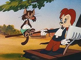 Screenshots from the 1946 Walter Lantz cartoon The Poet and Peasant