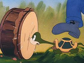 Screenshots from the 1946 Walter Lantz cartoon The Poet and Peasant