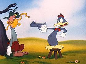 Screenshots from the 1946 Walter Lantz cartoon The Poet and Peasant