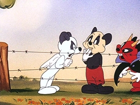 Screenshots from the 1946 Walter Lantz cartoon Apple Andy