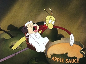 Screenshots from the 1946 Walter Lantz cartoon Apple Andy