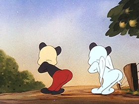 Screenshots from the 1946 Walter Lantz cartoon Apple Andy