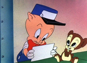Screenshots from the 1946 Warner Bros. cartoon Baby Bottleneck
