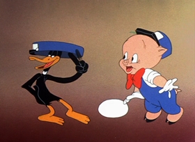 Screenshots from the 1946 Warner Bros. cartoon Baby Bottleneck