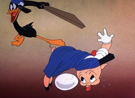 Screenshots from the 1946 Warner Bros. cartoon Baby Bottleneck