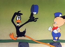 Screenshots from the 1946 Warner Bros. cartoon Baby Bottleneck