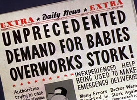Screenshots from the 1946 Warner Bros. cartoon Baby Bottleneck