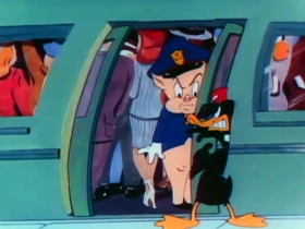 Screenshots from the 1946 Warner Bros. cartoon Daffy Doodles