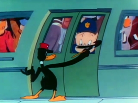 Screenshots from the 1946 Warner Bros. cartoon Daffy Doodles