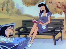 Screenshots from the 1946 Warner Bros. cartoon Daffy Doodles