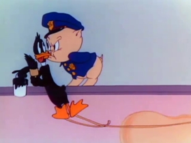 Screenshots from the 1946 Warner Bros. cartoon Daffy Doodles