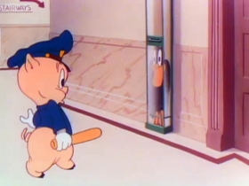 Screenshots from the 1946 Warner Bros. cartoon Daffy Doodles