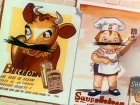 Screenshots from the 1946 Warner Bros. cartoon Daffy Doodles