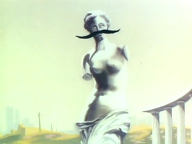 Screenshots from the 1946 Warner Bros. cartoon Daffy Doodles