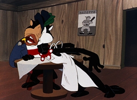 Screenshots from the 1946 Warner Bros. cartoon Hush My Mouse