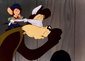 Screenshots from the 1946 Warner Bros. cartoon Hush My Mouse