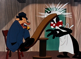 Screenshots from the 1946 Warner Bros. cartoon Hush My Mouse