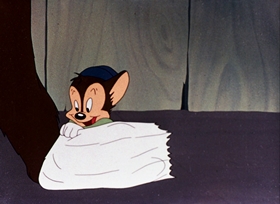 Screenshots from the 1946 Warner Bros. cartoon Hush My Mouse