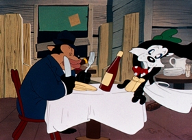 Screenshots from the 1946 Warner Bros. cartoon Hush My Mouse