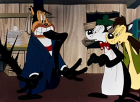 Screenshots from the 1946 Warner Bros. cartoon Hush My Mouse
