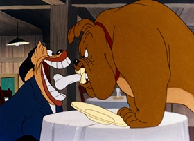 Screenshots from the 1946 Warner Bros. cartoon Hush My Mouse