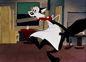 Screenshots from the 1946 Warner Bros. cartoon Hush My Mouse