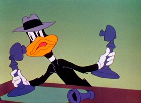 Screenshots from the 1946 Warner Bros. cartoon The Great Piggy Bank Robbery