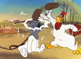 Screenshots from the 1946 Warner Bros. cartoon Walky Talky Hawky