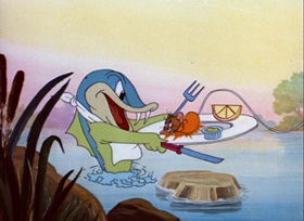 Screenshots from the 1947 MGM cartoon Cat Fishin
