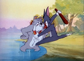 Screenshots from the 1947 MGM cartoon Cat Fishin