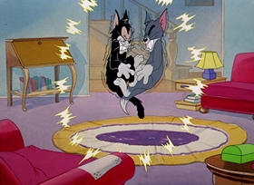 Screenshots from the 1947 MGM cartoon A Mouse in the House