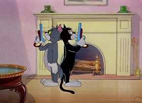 Screenshots from the 1947 MGM cartoon A Mouse in the House