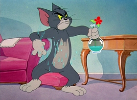 Screenshots from the 1947 MGM cartoon A Mouse in the House