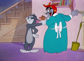 Screenshots from the 1947 MGM cartoon A Mouse in the House