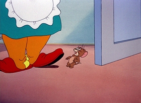 Screenshots from the 1947 MGM cartoon A Mouse in the House