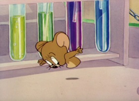 Screenshots from the 1947 MGM cartoon The Invisible Mouse