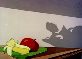 Screenshots from the 1947 MGM cartoon The Invisible Mouse