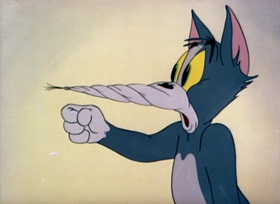 Screenshots from the 1947 MGM cartoon The Invisible Mouse