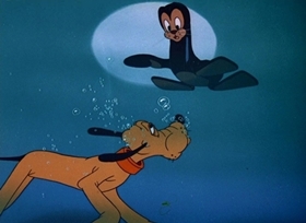 Screenshots from the 1947 Disney cartoon Rescue Dog