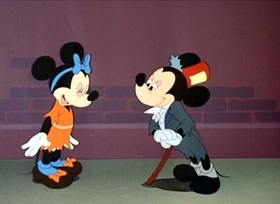 Screenshots from the 1947 Disney cartoon Mickey