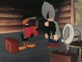 Screenshots from the 1947 Warner Bros. cartoon Along Came Daffy