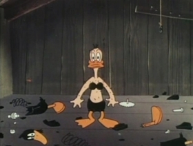Screenshots from the 1947 Warner Bros. cartoon Along Came Daffy