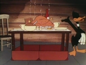 Screenshots from the 1947 Warner Bros. cartoon Along Came Daffy