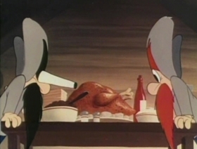 Screenshots from the 1947 Warner Bros. cartoon Along Came Daffy